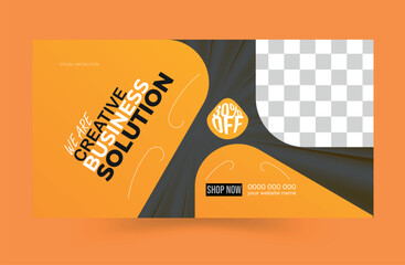 Wall Mural - Professional business facebook cover page timeline web ad banner template with photo place modern layout white background