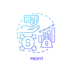 Canvas Print - 2D gradient profit icon, simple isolated vector, blue thin line illustration representing cash flow management.