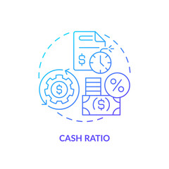 Wall Mural - 2D gradient cash ratio icon, simple isolated vector, blue thin line illustration representing cash flow management.