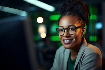 Poster - Successful Male Female Data Center IT Specialist Computer technologies Generative AI picture