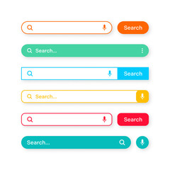Poster - colorful search bar templates. internet browser engine with search box, address bar and text field. 