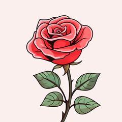 Wall Mural - Hand drawn cartoon red rose illustration
