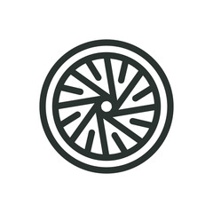 Poster - Bike wheel isolated icon, bicycle wheel vector icon with editable stroke