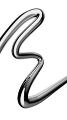 Poster - Y2K chrome curved line shape isolated. Futuristic metallic 3D curve element background