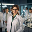© 영동 최 - Scientist of a beautiful young woman in glasses wearing lab coats in her lab