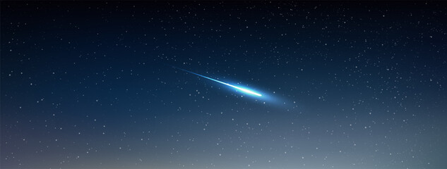 Wall Mural - a meteor is falling from the sky. beautiful night filled with many stars twinkling in the night sky.