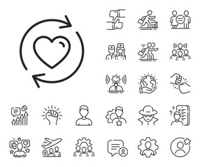Poster - Love dating symbol. Specialist, doctor and job competition outline icons. Update relationships line icon. Valentines day sign. Update relationships line sign. Vector