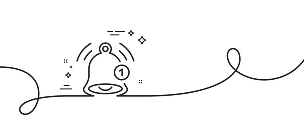 Poster - reminder line icon. continuous one line with curl. notice bell sign. notification new message symbol