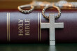 © robertharding - Holy Bible book with a Christian cross, symbol of Christianity, Yonne