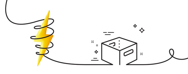 Poster - office box line icon. continuous one line with curl. delivery parcel sign. cargo package symbol. off