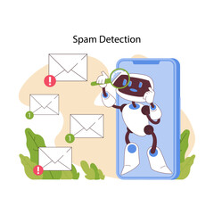 Poster - spam detection concept. ai filters the clutter, ensuring email integrity and user protection. effici