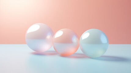 Poster - Floating 3D pastel spheres create space for product display.
