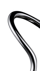 Poster - Y2K chrome curved line shape isolated. Futuristic metallic curve element background
