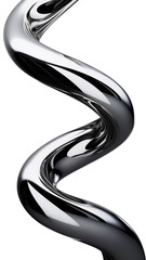 Fototapete - Y2K chrome curved line shape isolated. Futuristic metallic curve element background