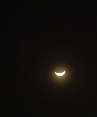 Wall Mural - half moon floating on dark sky in night
