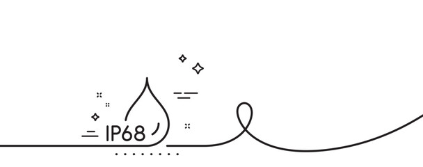 Poster - waterproof line icon. continuous one line with curl. water resistant ip68 sign. drop protection symb