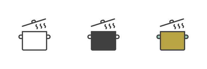 Cooking pan different style icon set