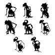 shadow puppet silhouette set