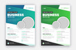 Corporate modern creative flyer set design, professional and business brochure template, leaflet, annual report, geometric layout with blue and green gradient color shapes for business promotion