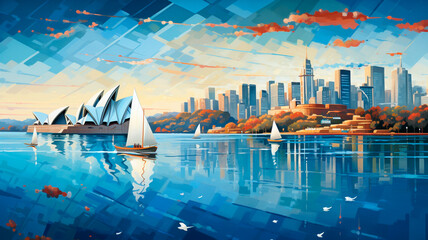 Wall Mural - sydney australia cityscape view from sydney harbour bridge.