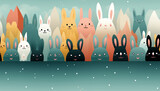 Fototapeta Dziecięca - Cute bunny spring digital paper. easter bunny seamless spring pattern. Delicate animal pastel colored textile design, scrapbooking. nursery backdrop