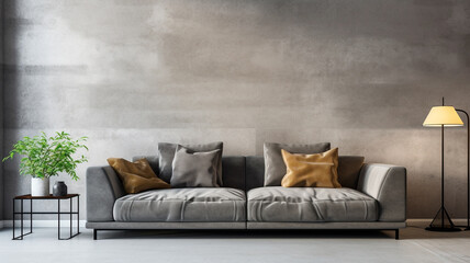 Wall Mural - modern interior of living room with sofa and coffee on the wall