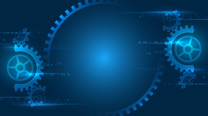 Aufkleber - futuristic high tech concept. business and industry internet banner. the mechanism consisting of gea