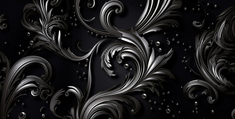 Wall Mural - a black and silver pattern background, black and white seamless pattern