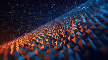 Poster - Abstract background with structure of neon triangles and technology style. Generated AI.