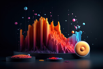 Aufkleber - Abstract business graph in mountain style. Data bars concept element for business. Generated AI.