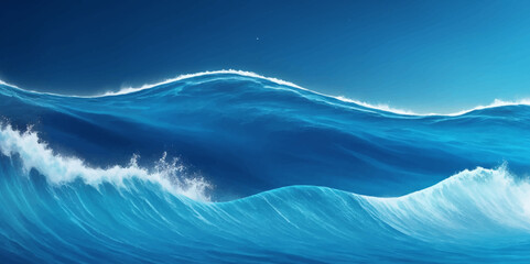 Wall Mural - Abstract blue and white water ocean wave and curved line background. Blue wave with liquid fluid ocean texture. Ocean wave banner background.
