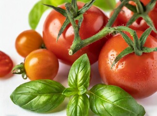 Isolated tomatoes on white background, closeup