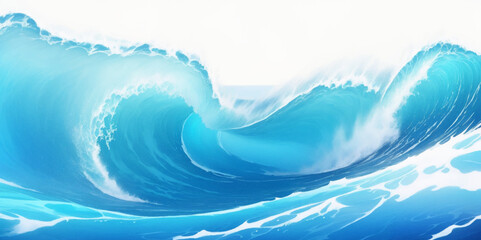 Abstract blue and white water ocean wave and curved line background. Blue wave with liquid fluid ocean texture. Ocean wave banner background.