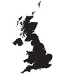 United Kingdom Regions map. Map of United Kingdom in black color