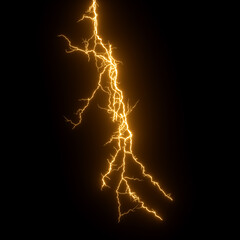 Poster - Lightning strike force glowing on black backgrounds 3d rendering