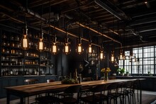Industrial-style Lighting Fixtures With Edison Bulbs. 