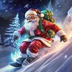 Wall Mural - santa claus on the snow