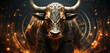 Golden bull sculpture like symbol representing financial market trends, crypto currency market