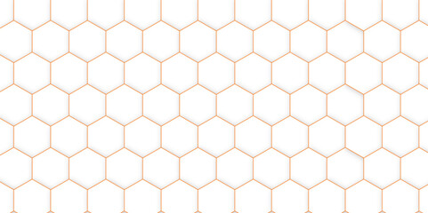 Sticker - Background with hexagons Abstract background with hexagons. Seamless background orange stroke. Abstract honeycomb background.