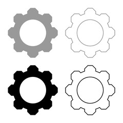 Poster - Gear cogwheel set icon grey black color vector illustration image solid fill outline contour line thin flat style