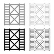 Scaffolding prefabricated construction frame floors two 2 set icon grey black color vector illustration image solid fill outline contour line thin flat style
