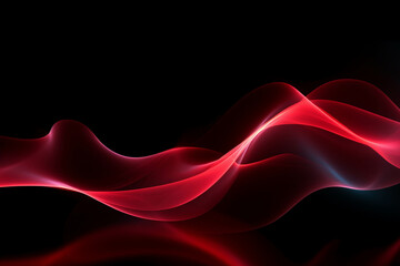 Wall Mural - curved red neon light wave.