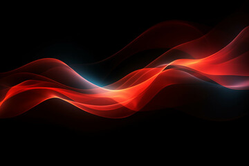 Wall Mural - curved red neon light wave.
