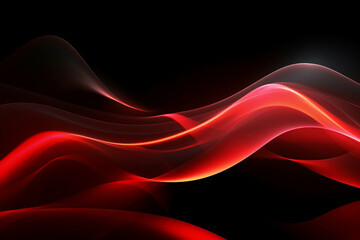 Wall Mural - curved red neon light wave.