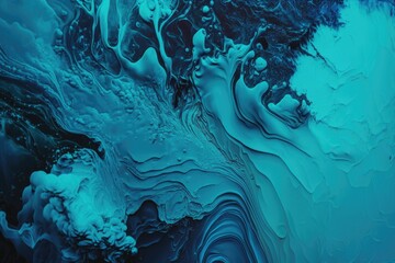 Poster - Abstract background of blue and black oil paint in water closeup