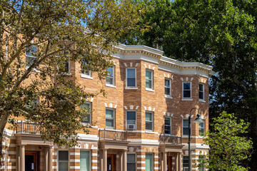 Wall Mural - Residential buildings exterior view in a summer day, Brookline, MA, USA