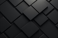 3d Render, Abstract Black Geometric Background, Minimal Flat Lay, Twisted Deck Of Square Blank Cards With Rounded Corners Created With Generative Ai