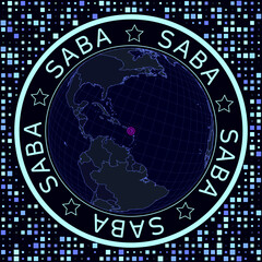 Fototapete - BES islands on globe vector. Futuristic satellite view of the world centered on BES islands. Geographical illustration with shape of country and squares background.