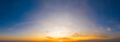 Horizon panorama and dramatic twilight sky and cloud sunset background. Natural sky background texture, beautiful color.
