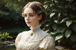 portrait of a victorian edwardian styled woman with old fashioned gibson girl chemise